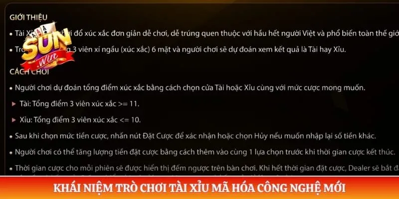 Khái niệm trò chơi tài xỉu mã hóa công nghệ mới