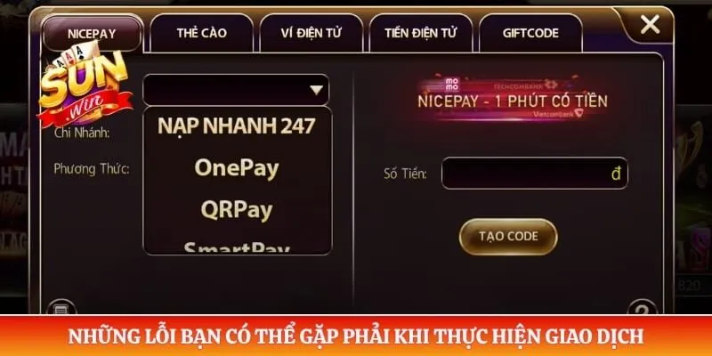 Những lỗi bạn có thể gặp phải khi thực hiện giao dịch